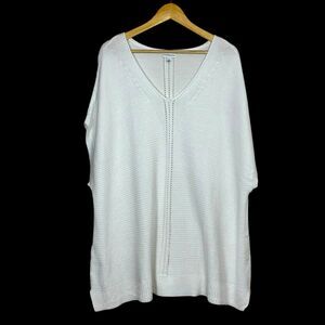 Croft & Barrow Womens  Open Knit Dolman Sleeve Sweater White 3X Coastal Neutral